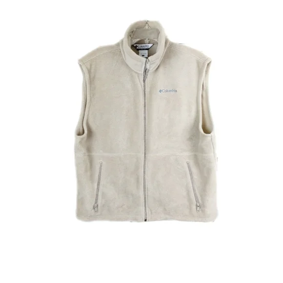 Columbia Men's L Taupe Fleece Full Zip Winter Warm Vest - Picture 2 of 9